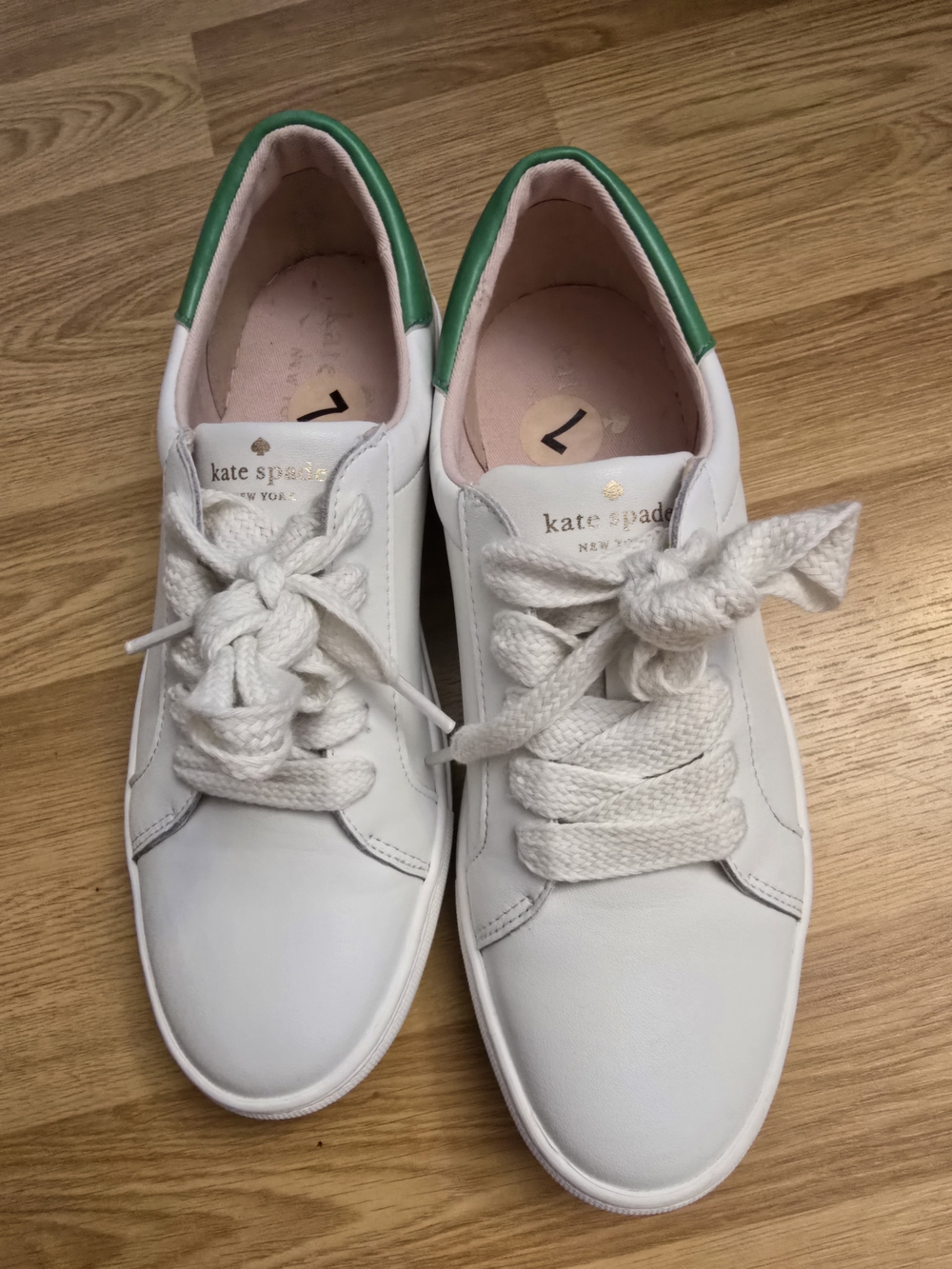 kate spade New York Women's White Sneakers with Green Heel